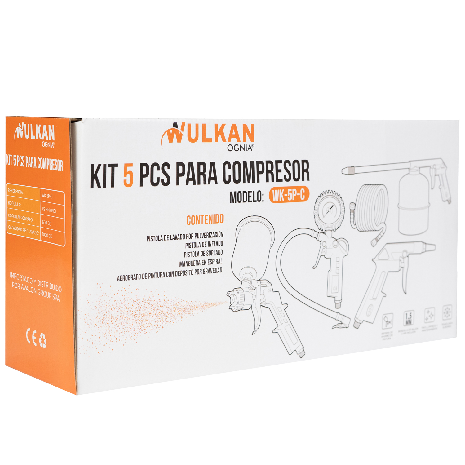 Kit Accesorios Compresor 5 Piezas WK-5P-C Wulkan