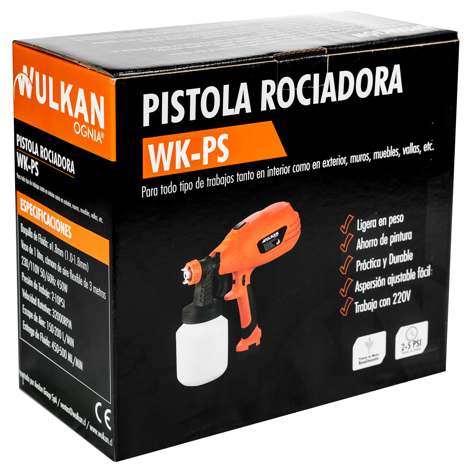 Pistola Rociadora Eléctrica 220V WK-PS Wulkan
